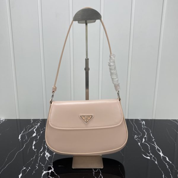 Cleo brushed leather shoulder bag with flap 1BD311 Pink/White