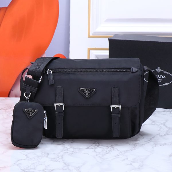 Re-Nylon and Saffiano leather shoulder bag