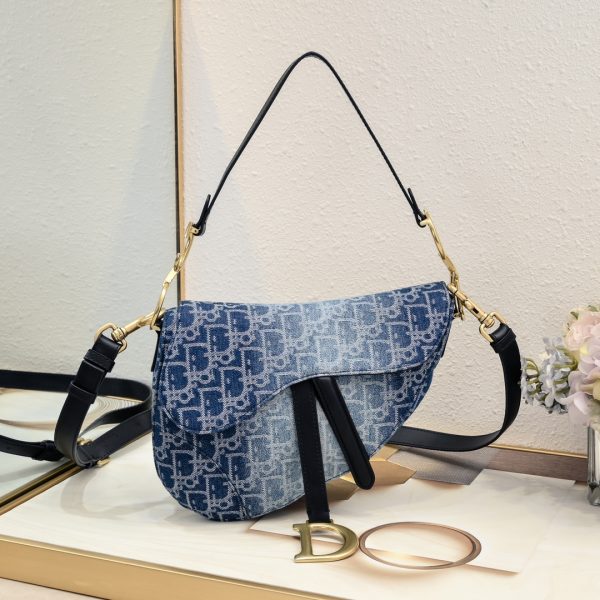 Saddle Bag with Strap Blue Denim