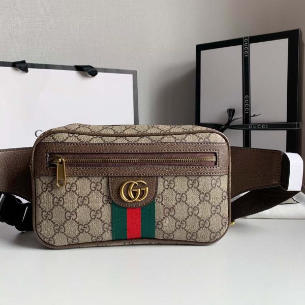 OPHIDIA GG BELT BAG brown