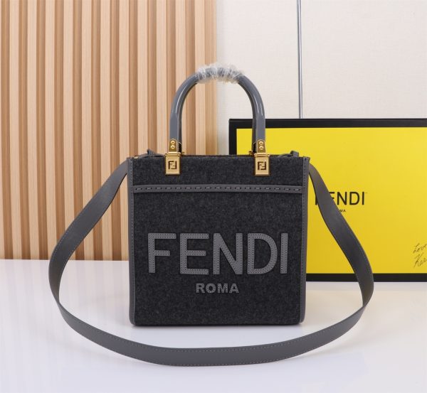 Fendi Sunshine Small FF jacquard fabric gray