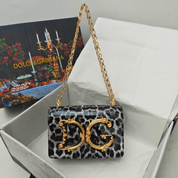 Leopard DG Logo Chain Bag black