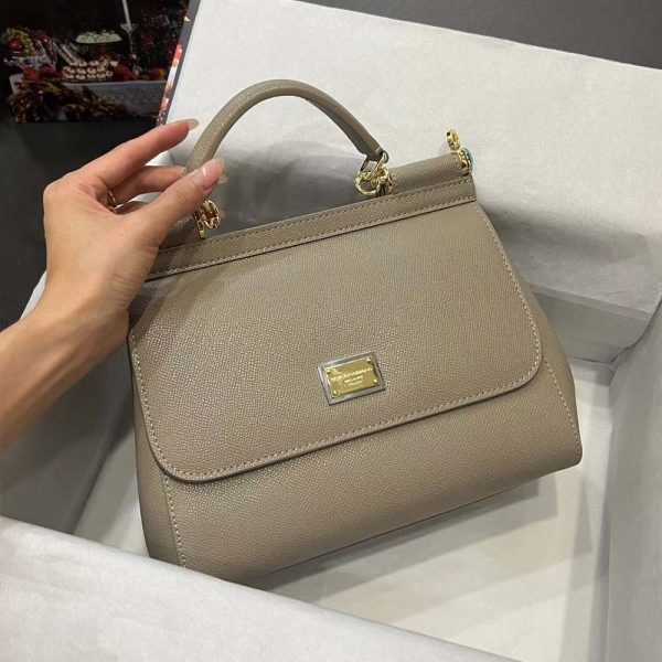 Medium Dauphine Leather Sicily Handbag beige