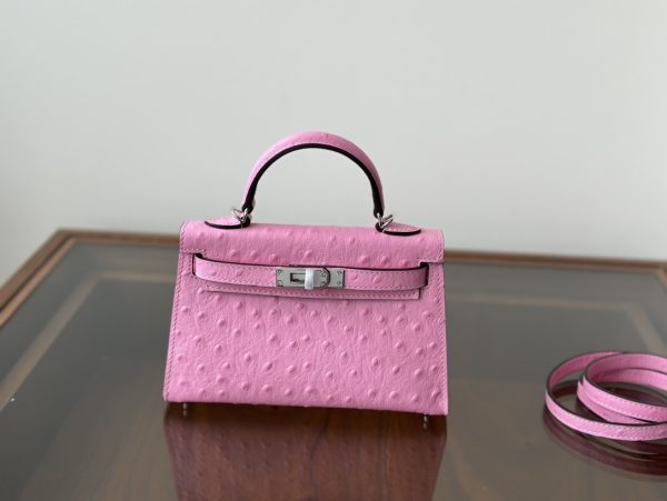 Mini Kelly Ostrich pink