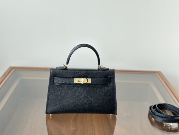 Mini Kelly Ostrich black