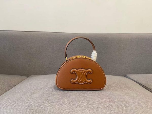 Half Moon Case In Triomphe Canvas And Calfskin brown