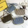 Baguette Pouch jacquard FF fabric clutch with chain (1)