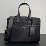 Re-Nylon and Saffiano leather briefcase 2VE015 (1)