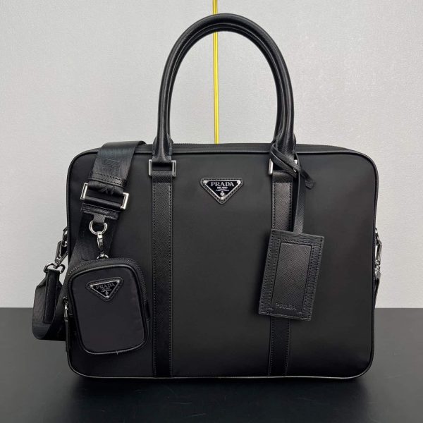 Re-Nylon and Saffiano leather briefcase 2VE871 (1)