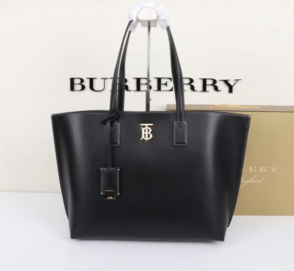 TB Medium Leather Tote black